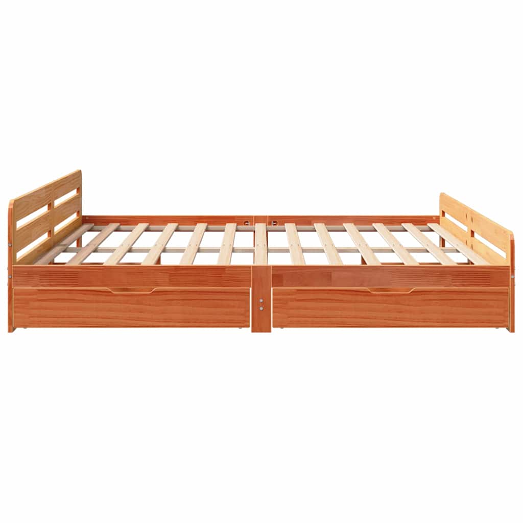 sengeramme uden madras 200x200 cm massivt fyrretræ gyldenbrun
