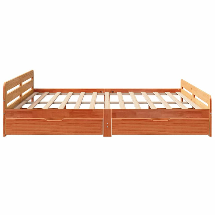 sengeramme uden madras 200x200 cm massivt fyrretræ gyldenbrun