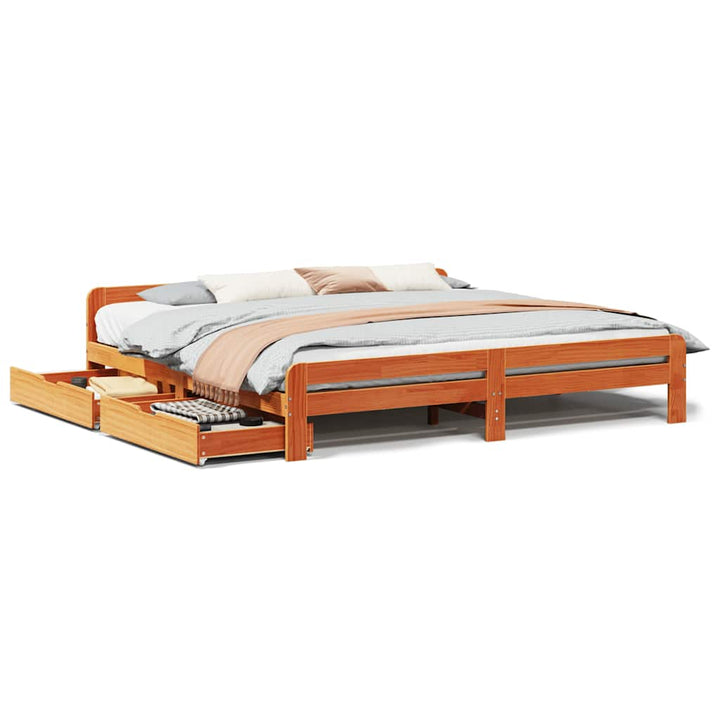 sengeramme uden madras 180x200 cm massivt fyrretræ gyldenbrun