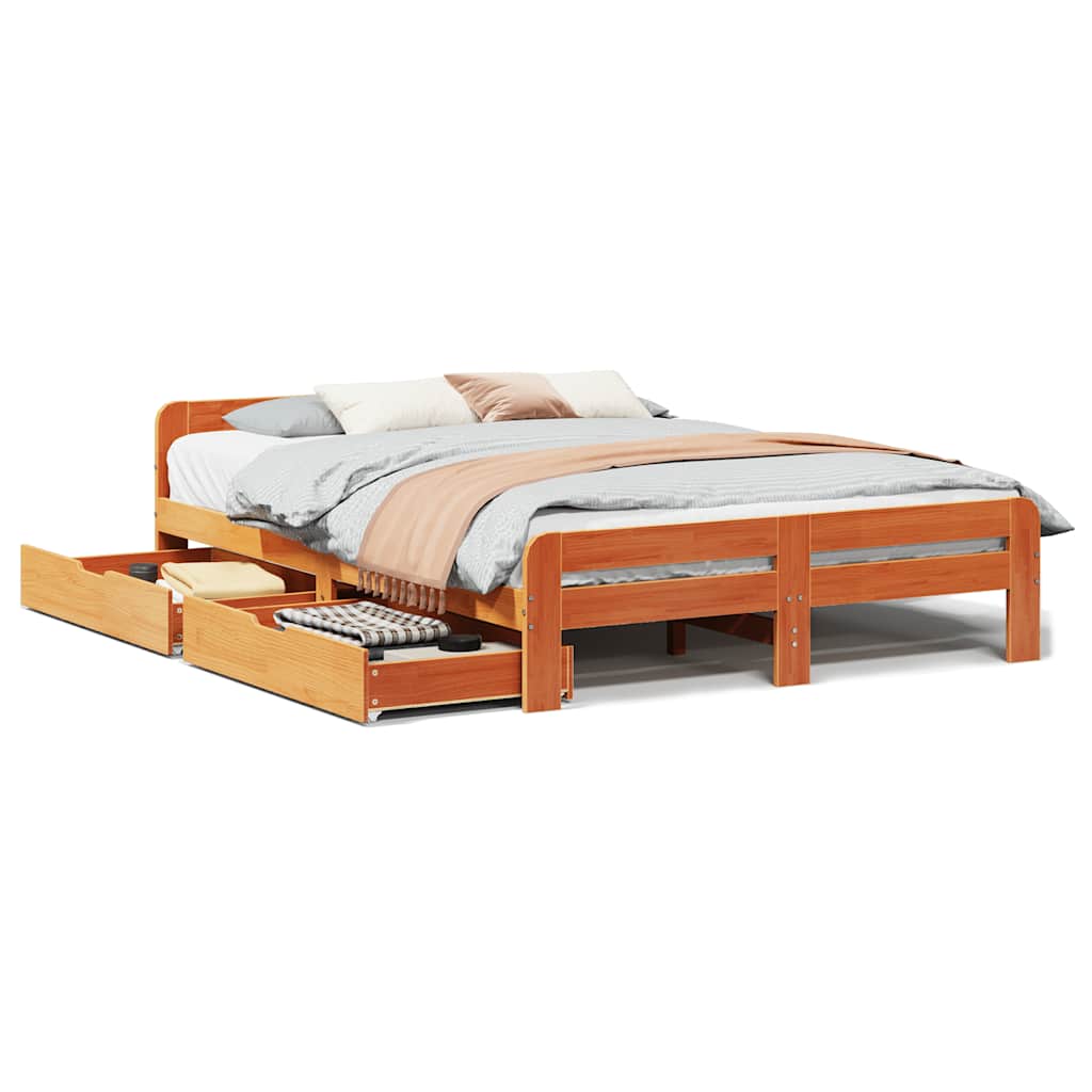 sengeramme uden madras 160x200 cm massivt fyrretræ gyldenbrun