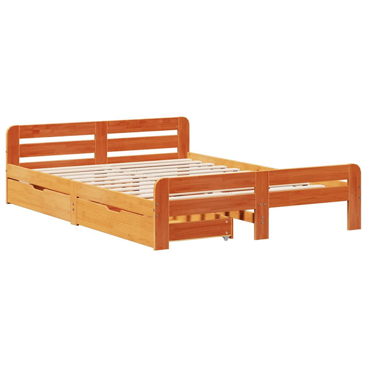 sengeramme uden madras 160x200 cm massivt fyrretræ gyldenbrun
