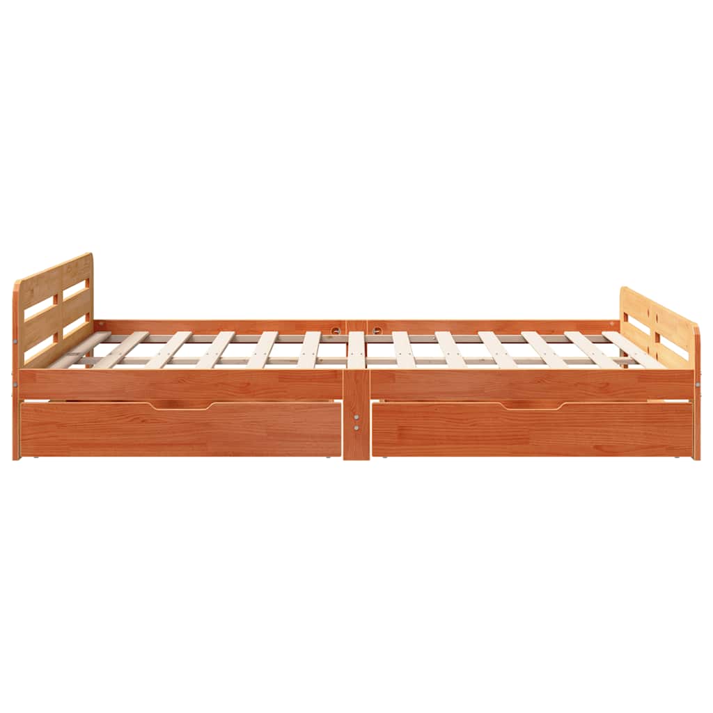sengeramme uden madras 160x200 cm massivt fyrretræ gyldenbrun