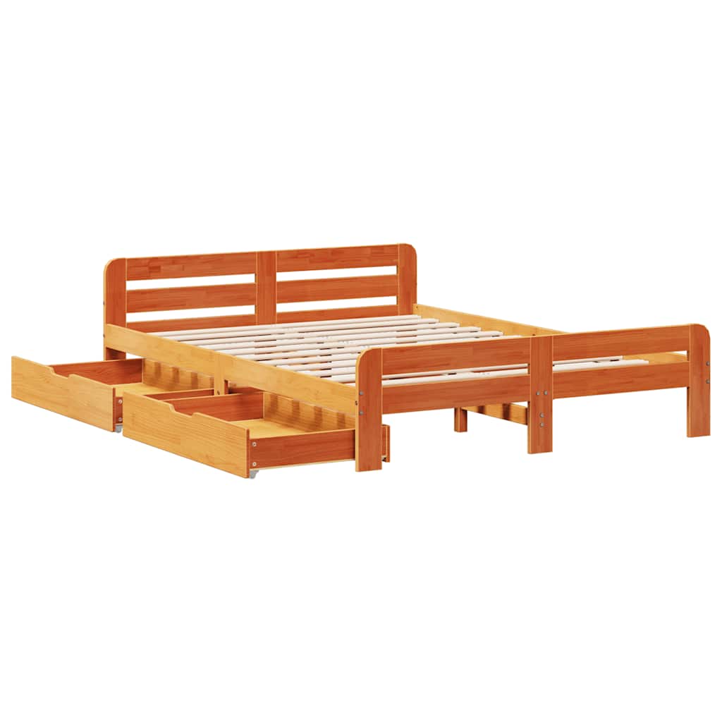 sengeramme uden madras 160x200 cm massivt fyrretræ gyldenbrun