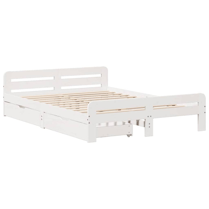 sengeramme uden madras 150x200 cm massivt fyrretræ hvid