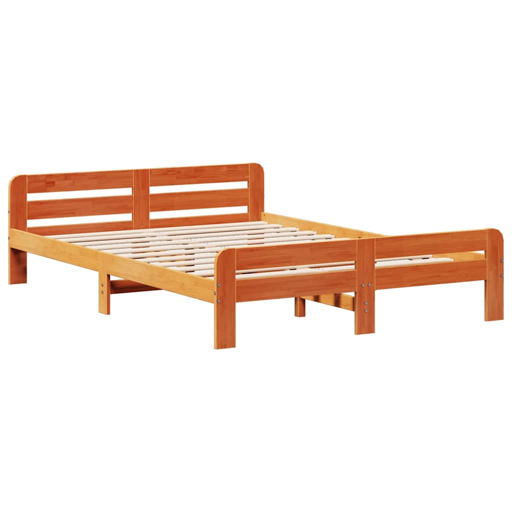 sengeramme uden madras 150x200 cm massivt fyrretræ gyldenbrun