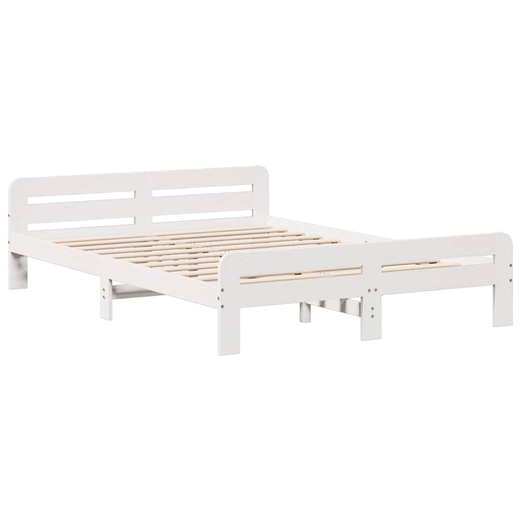 sengeramme uden madras 140x200 cm massivt fyrretræ hvid