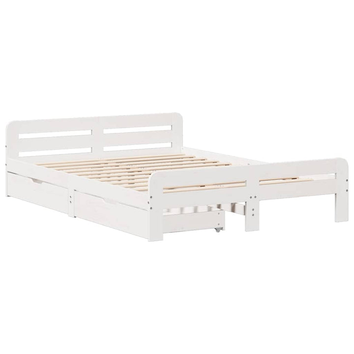 sengeramme uden madras 140x190 cm massivt fyrretræ hvid