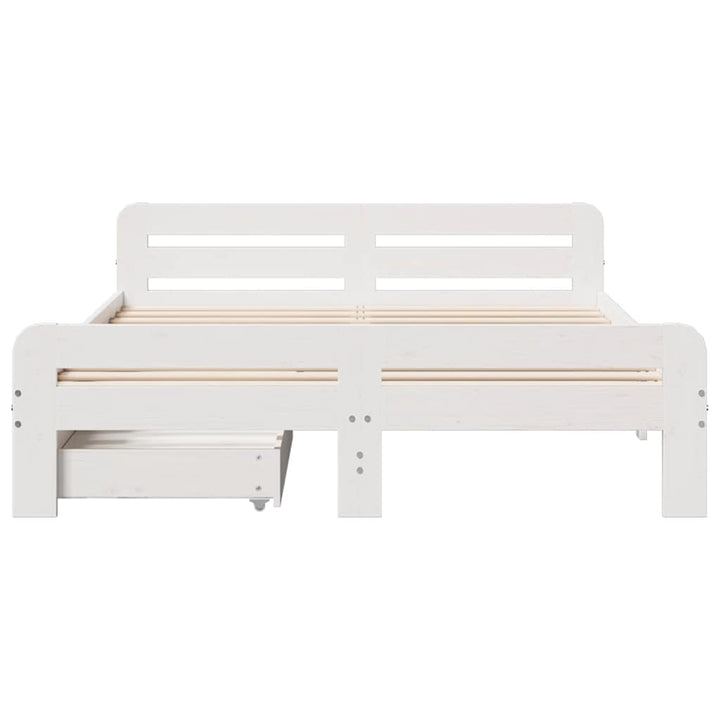 sengeramme uden madras 140x190 cm massivt fyrretræ hvid