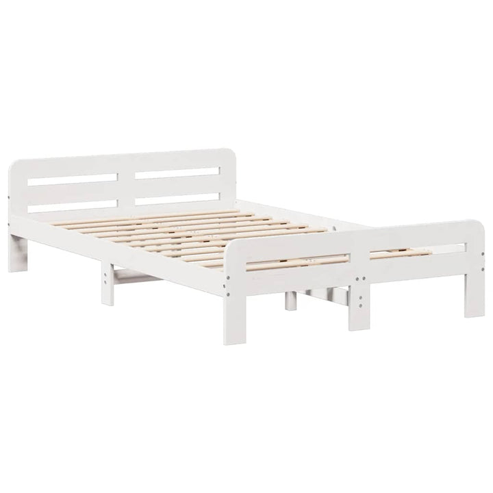 sengeramme uden madras 135x190 cm massivt fyrretræ hvid