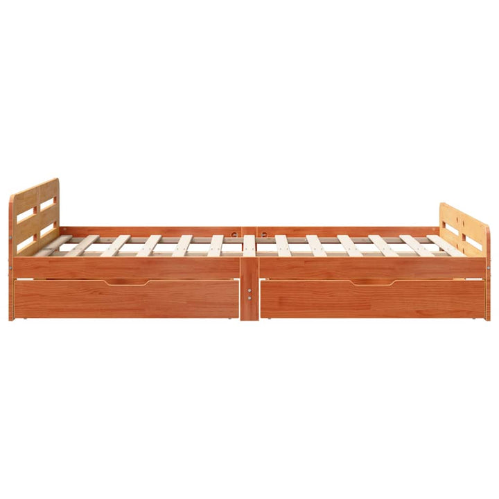 sengeramme uden madras 135x190 cm massivt fyrretræ brun