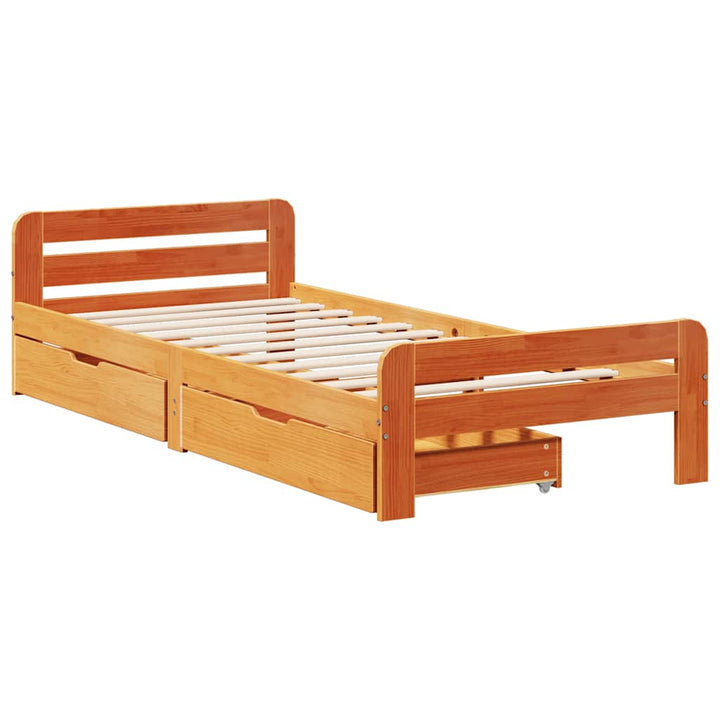 sengeramme uden madras 75x190 cm massivt fyrretræ gyldenbrun