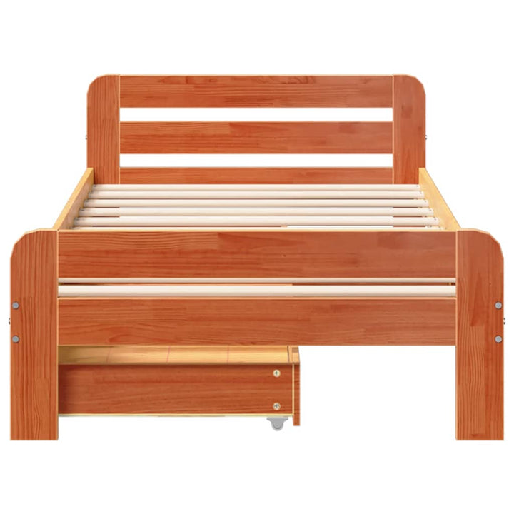 sengeramme uden madras 75x190 cm massivt fyrretræ gyldenbrun