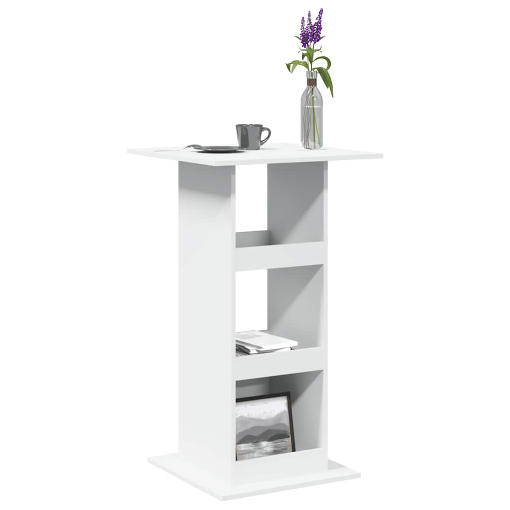 barbord med opbevaring 60x60x102 cm konstrueret træ hvid
