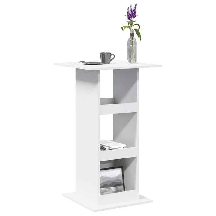 barbord med opbevaring 60x60x102 cm konstrueret træ hvid