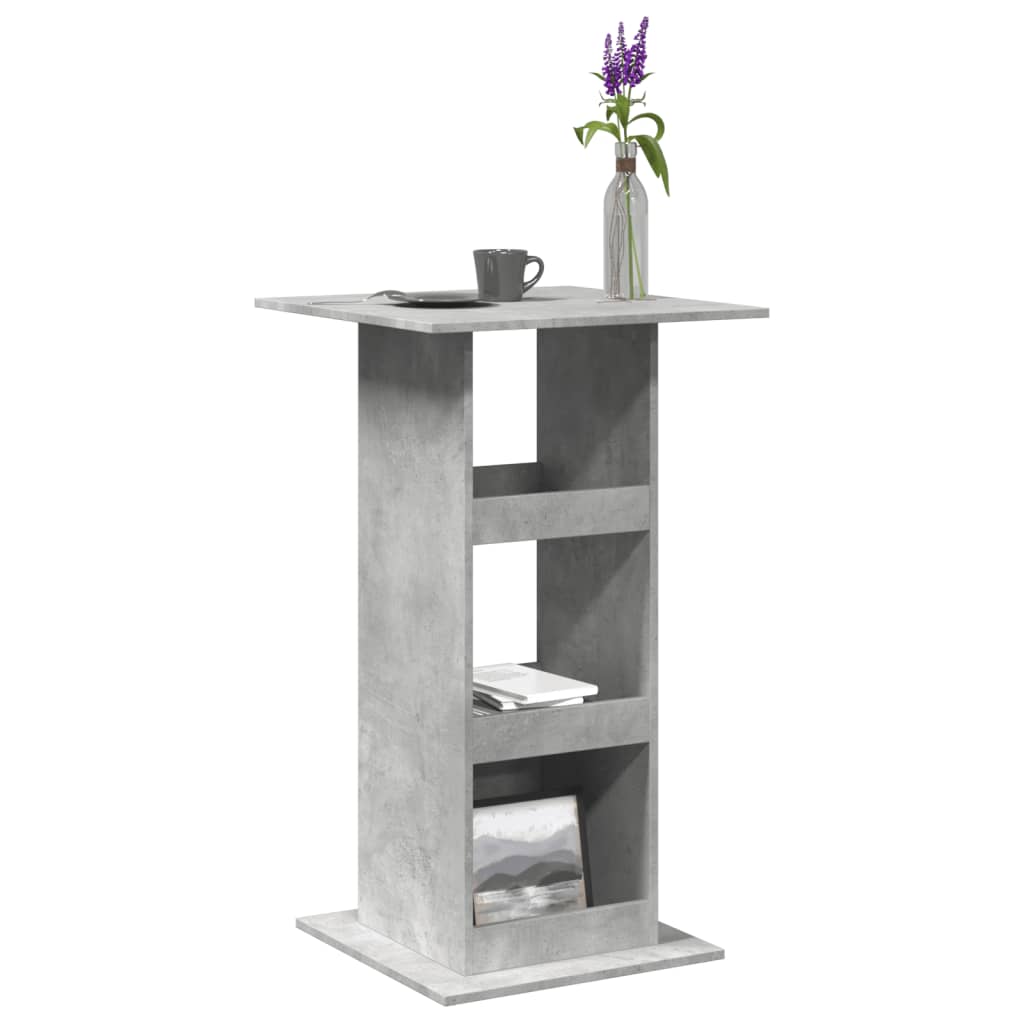 barbord med opbevaring 60x60x102 cm konstrueret træ betongrå