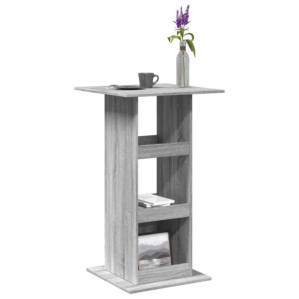 barbord med opbevaring 60x60x102 cm konstrueret træ grå