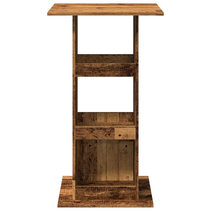 barbord med opbevaring 60x60x102 cm konstrueret træ gammelt træ