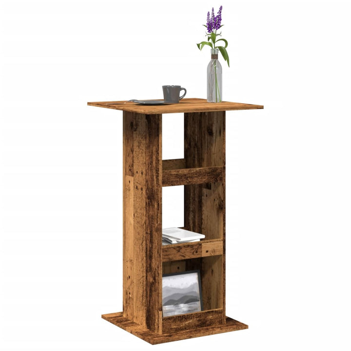 barbord med opbevaring 60x60x102 cm konstrueret træ gammelt træ