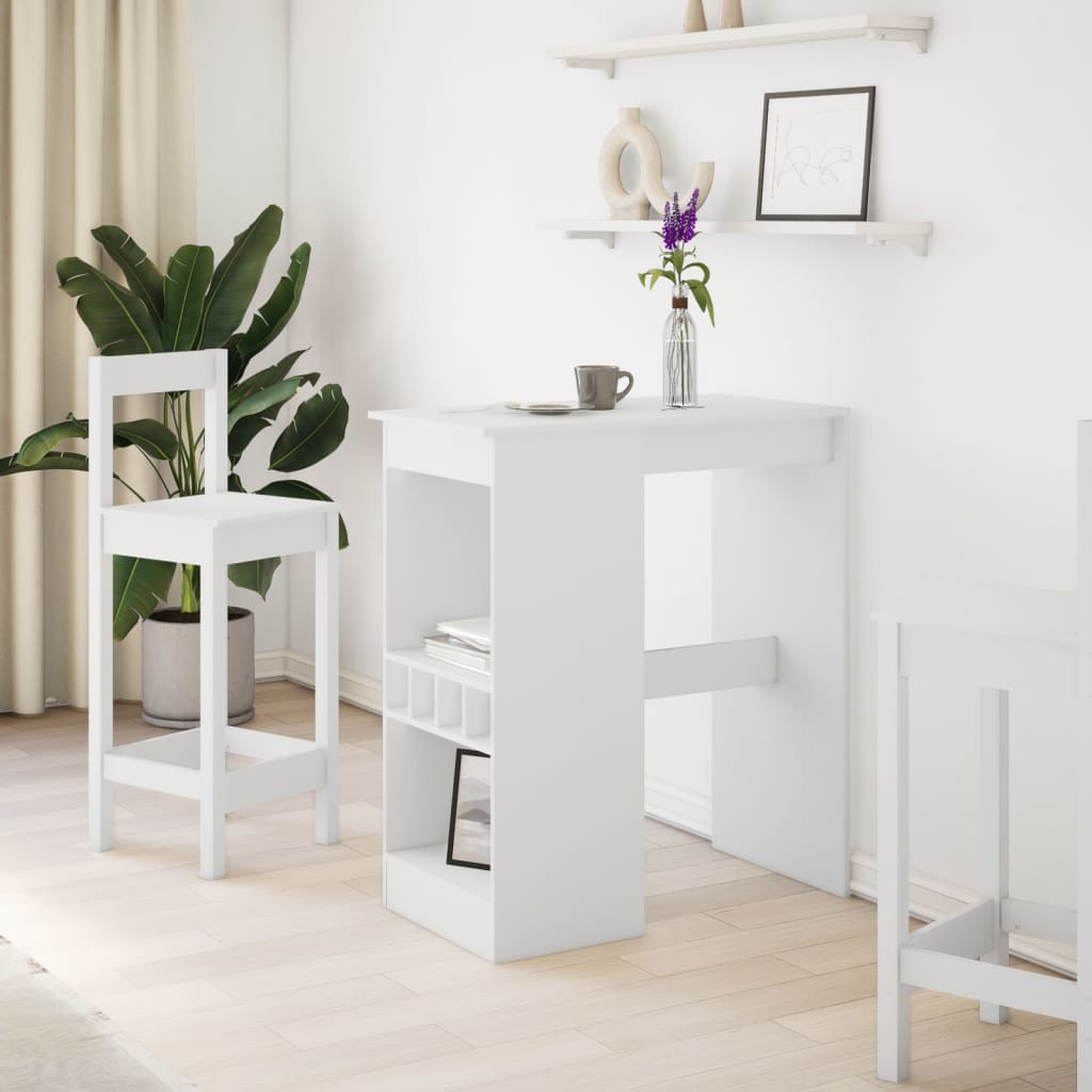 barbord med stativer 90x47,5x103,5 cm konstrueret træ hvid