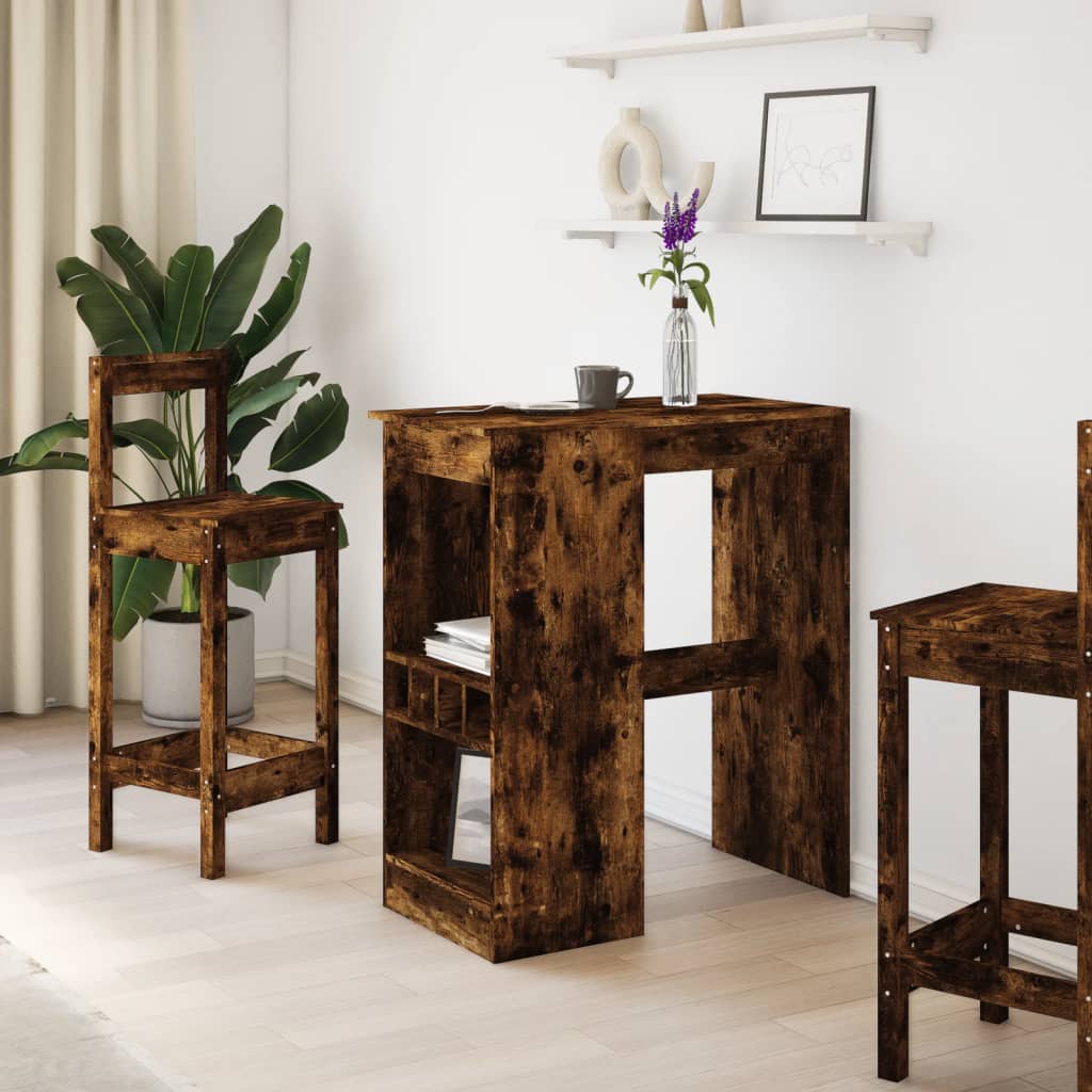 barbord med stativer 90x47,5x103,5 cm konstrueret træ røget eg