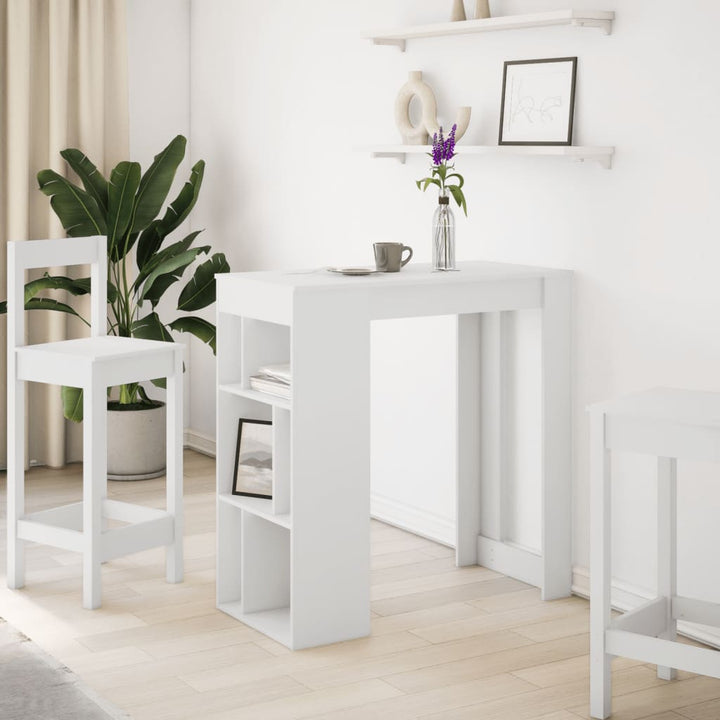 barbord med stativer 102x50x103,5 cm konstrueret træ hvid