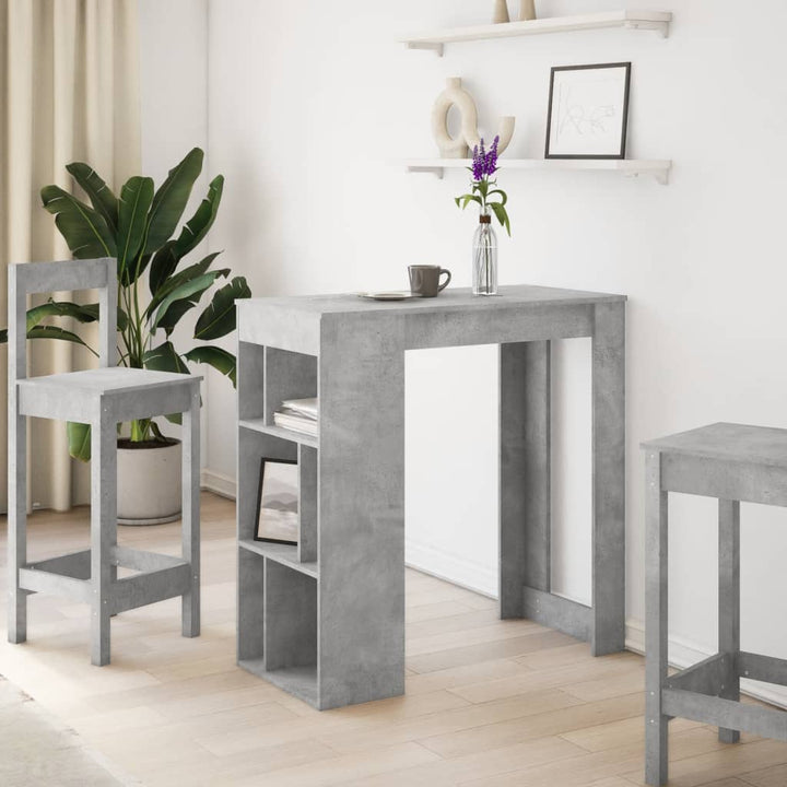 barbord med stativer 102x50x103,5 cm konstrueret træ betongrå