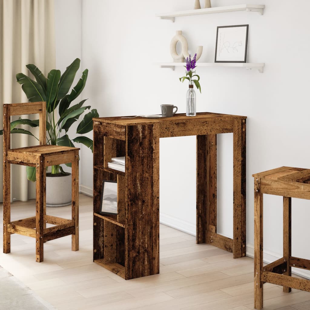 barbord m. stativer 102x50x103,5 cm konstrueret træ gammelt træ