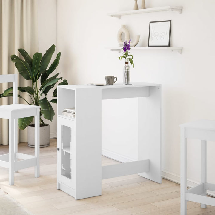 barbord med stativer 101x40x103,5 cm konstrueret træ hvid