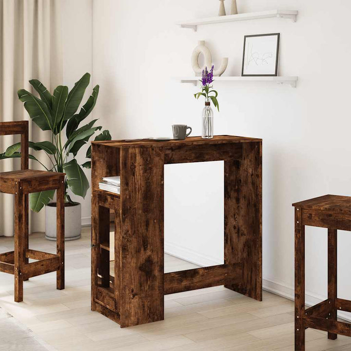 barbord med stativer 101x40x103,5 cm konstrueret træ røget eg
