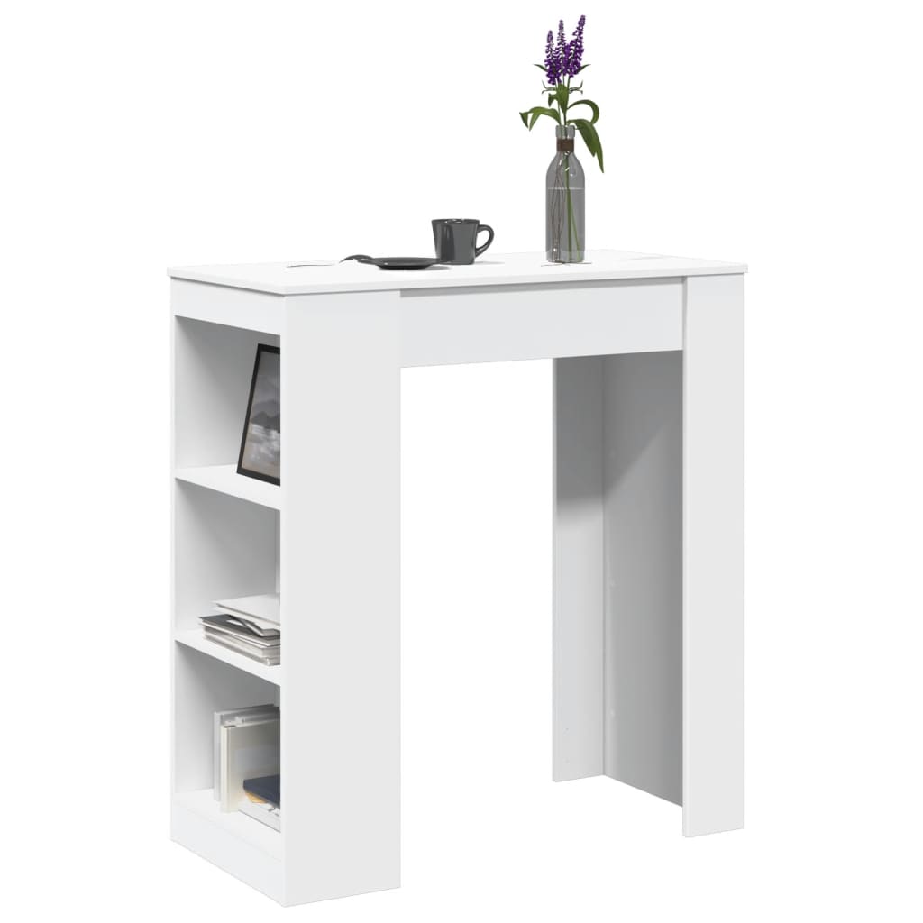barbord med stativer 95x47x103,5 cm konstrueret træ hvid