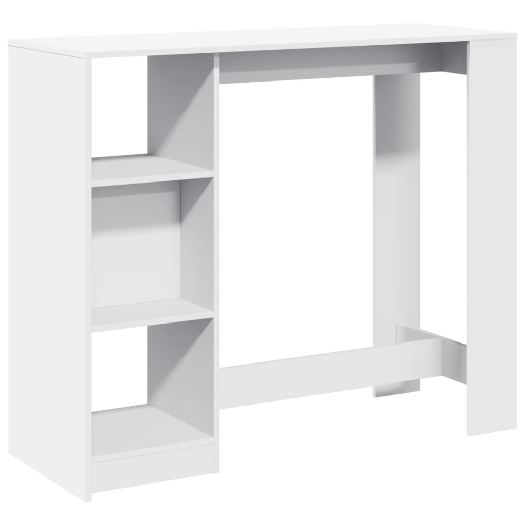 barbord med hylde 124x46x103,5 cm konstrueret træ hvid