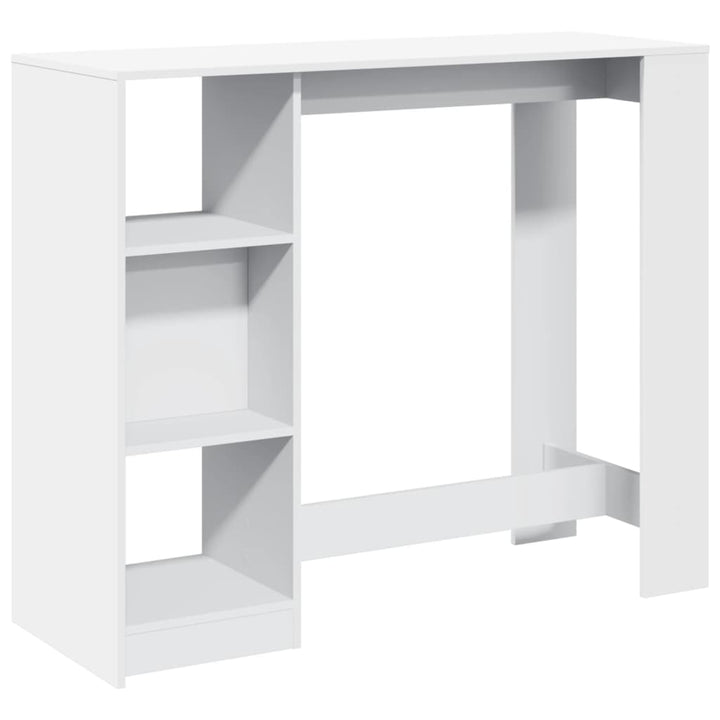 barbord med hylde 124x46x103,5 cm konstrueret træ hvid