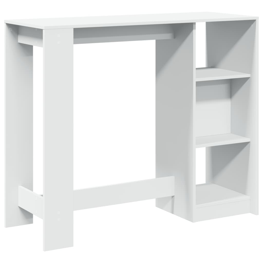 barbord med hylde 124x46x103,5 cm konstrueret træ hvid