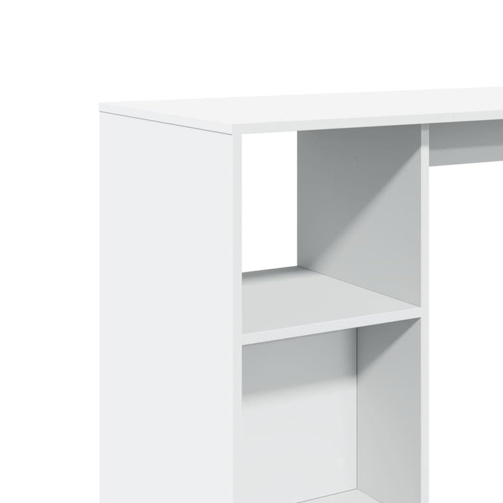 barbord med hylde 124x46x103,5 cm konstrueret træ hvid