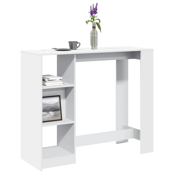 barbord med hylde 124x46x103,5 cm konstrueret træ hvid