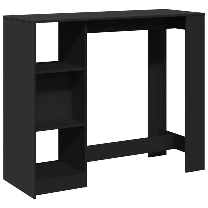 barbord med hylde 124x46x103,5 cm konstrueret træ sort