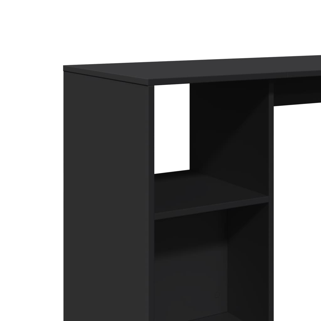 barbord med hylde 124x46x103,5 cm konstrueret træ sort