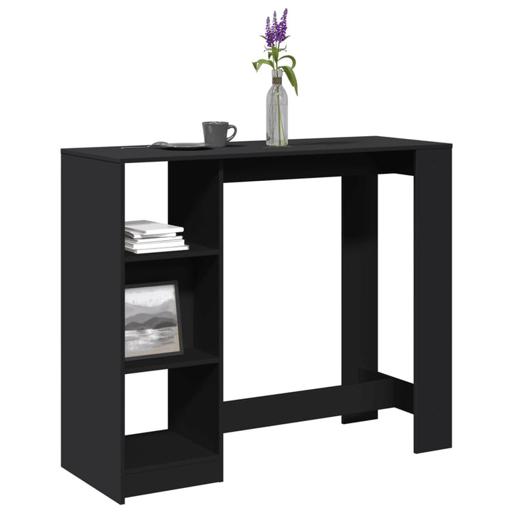 barbord med hylde 124x46x103,5 cm konstrueret træ sort