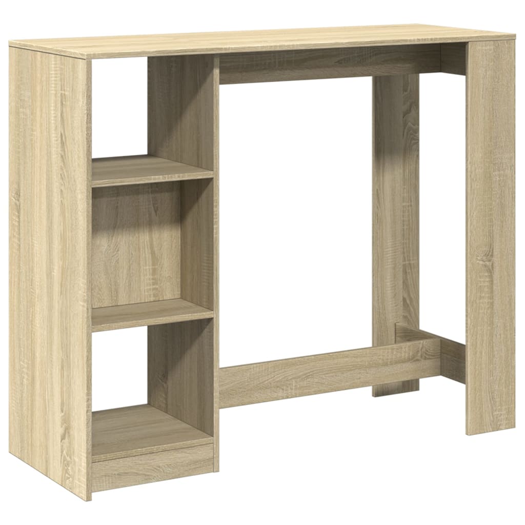 barbord med hylde 124x46x103,5 cm konstrueret træ sonoma-eg