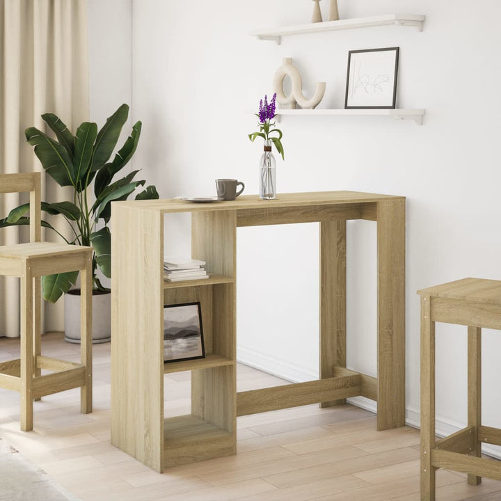 barbord med hylde 124x46x103,5 cm konstrueret træ sonoma-eg