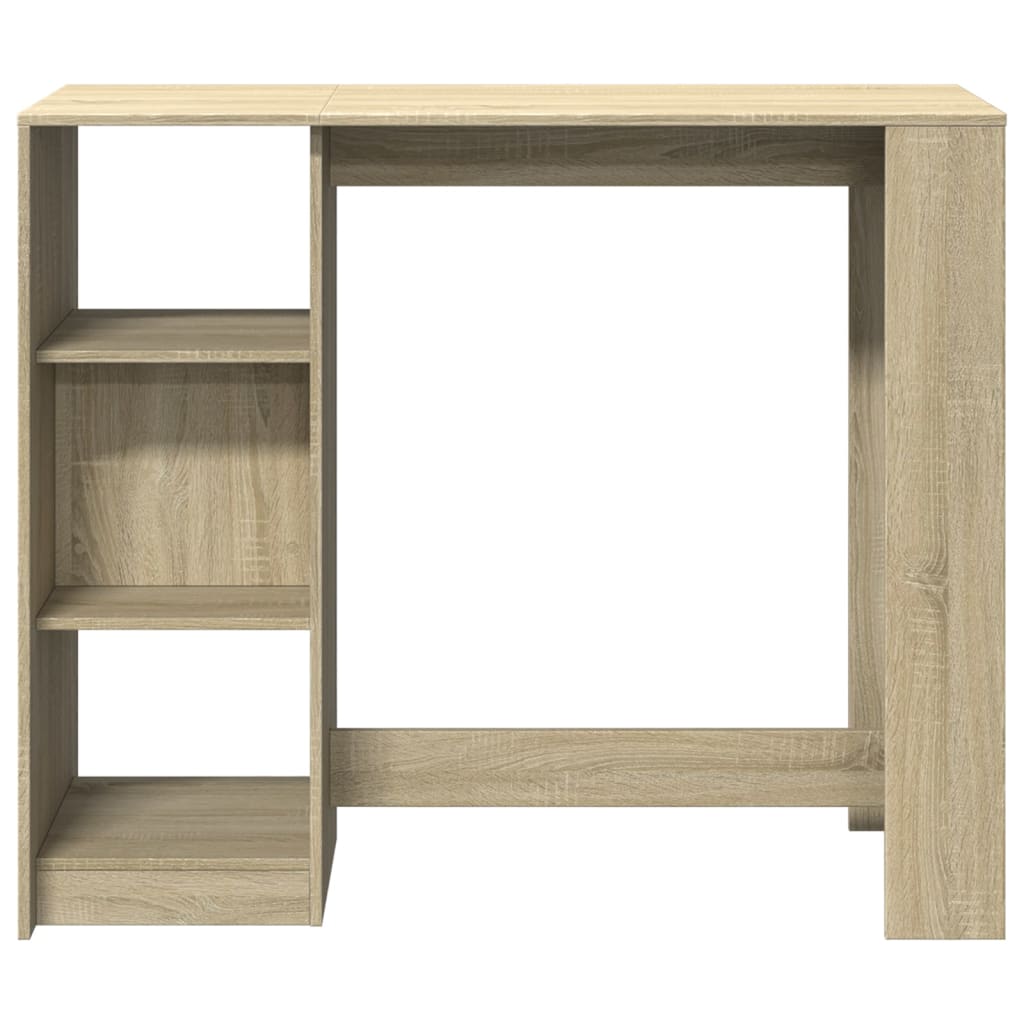 barbord med hylde 124x46x103,5 cm konstrueret træ sonoma-eg