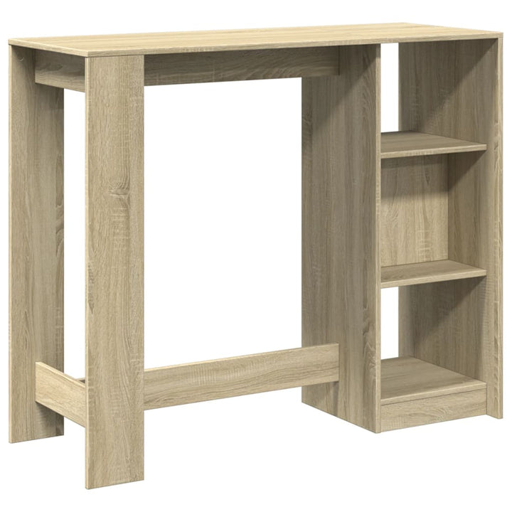 barbord med hylde 124x46x103,5 cm konstrueret træ sonoma-eg