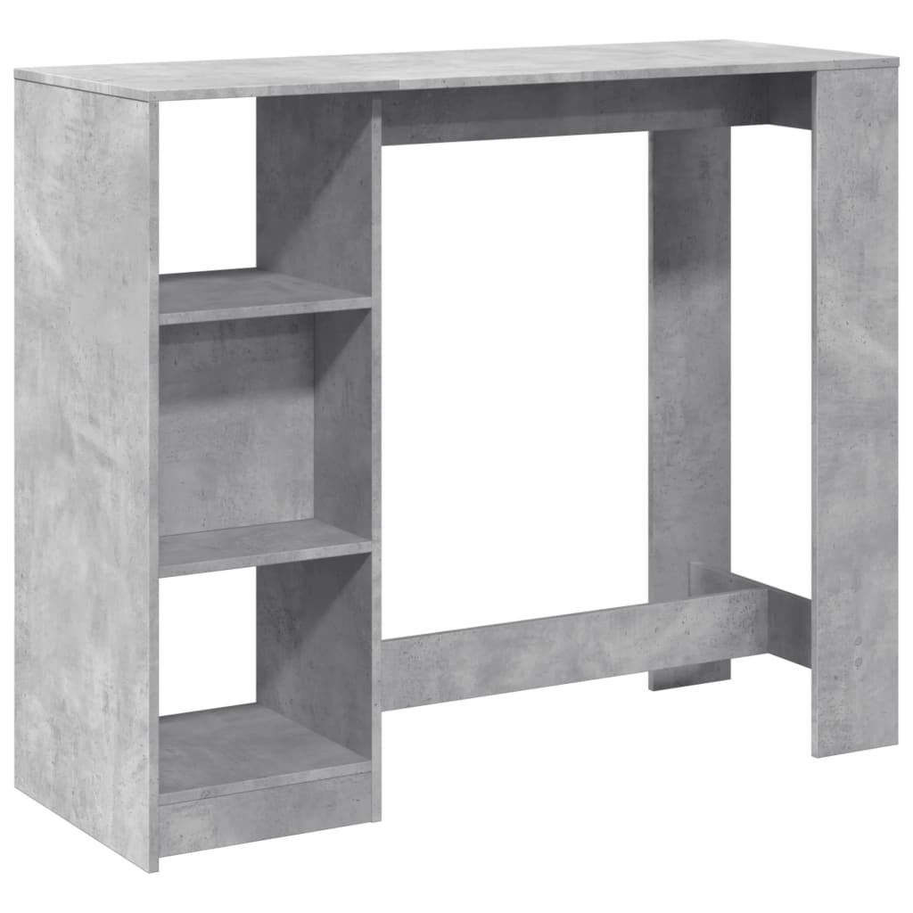 barbord med hylde 124x46x103,5 cm konstrueret træ betongrå