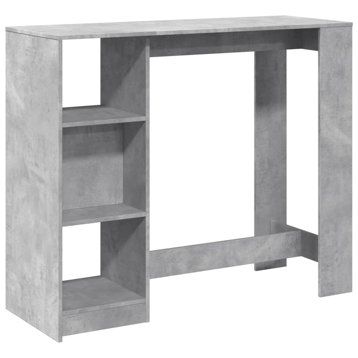 barbord med hylde 124x46x103,5 cm konstrueret træ betongrå