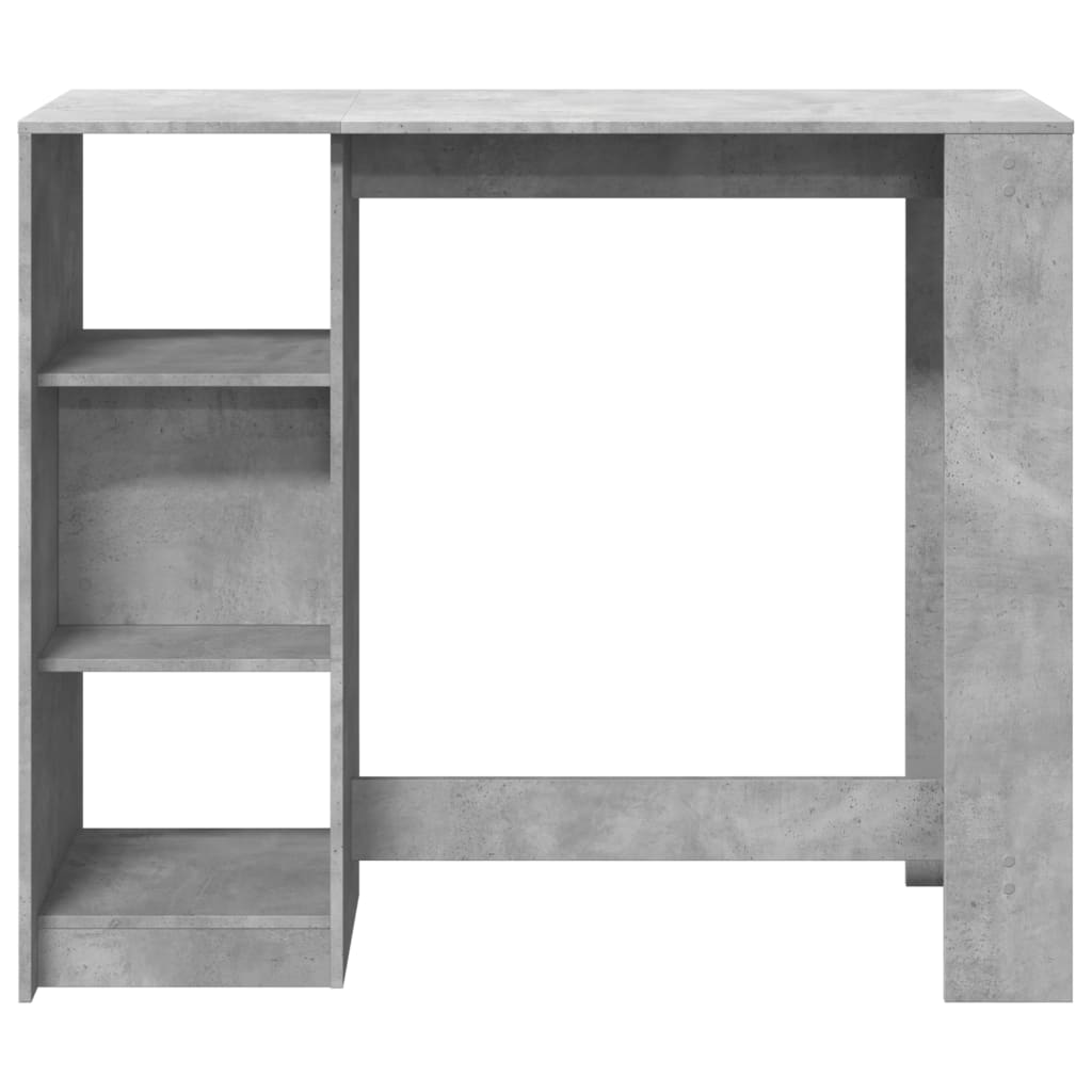 barbord med hylde 124x46x103,5 cm konstrueret træ betongrå