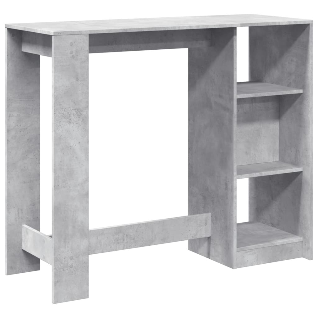 barbord med hylde 124x46x103,5 cm konstrueret træ betongrå