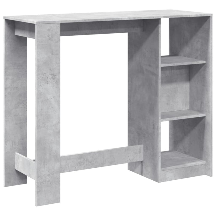 barbord med hylde 124x46x103,5 cm konstrueret træ betongrå