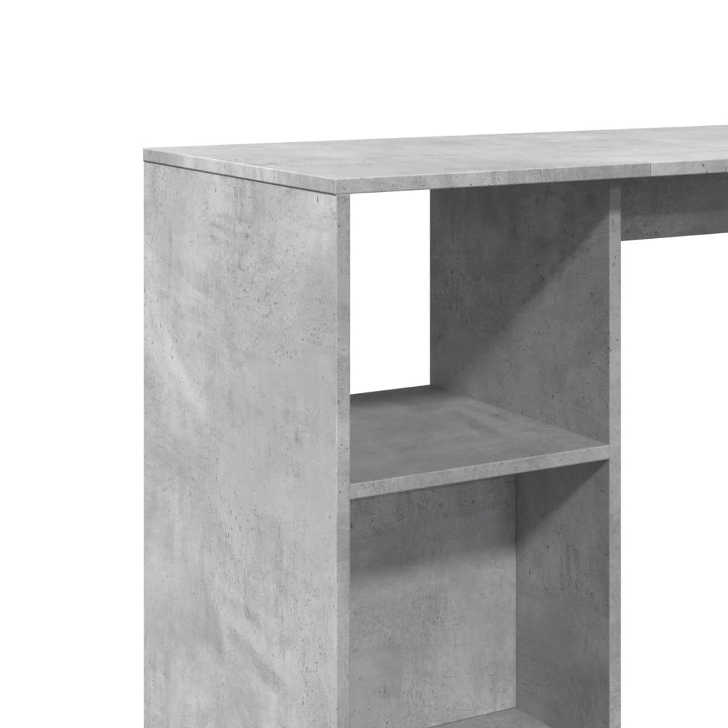 barbord med hylde 124x46x103,5 cm konstrueret træ betongrå