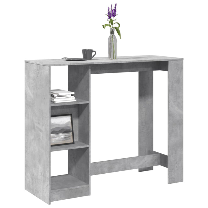 barbord med hylde 124x46x103,5 cm konstrueret træ betongrå
