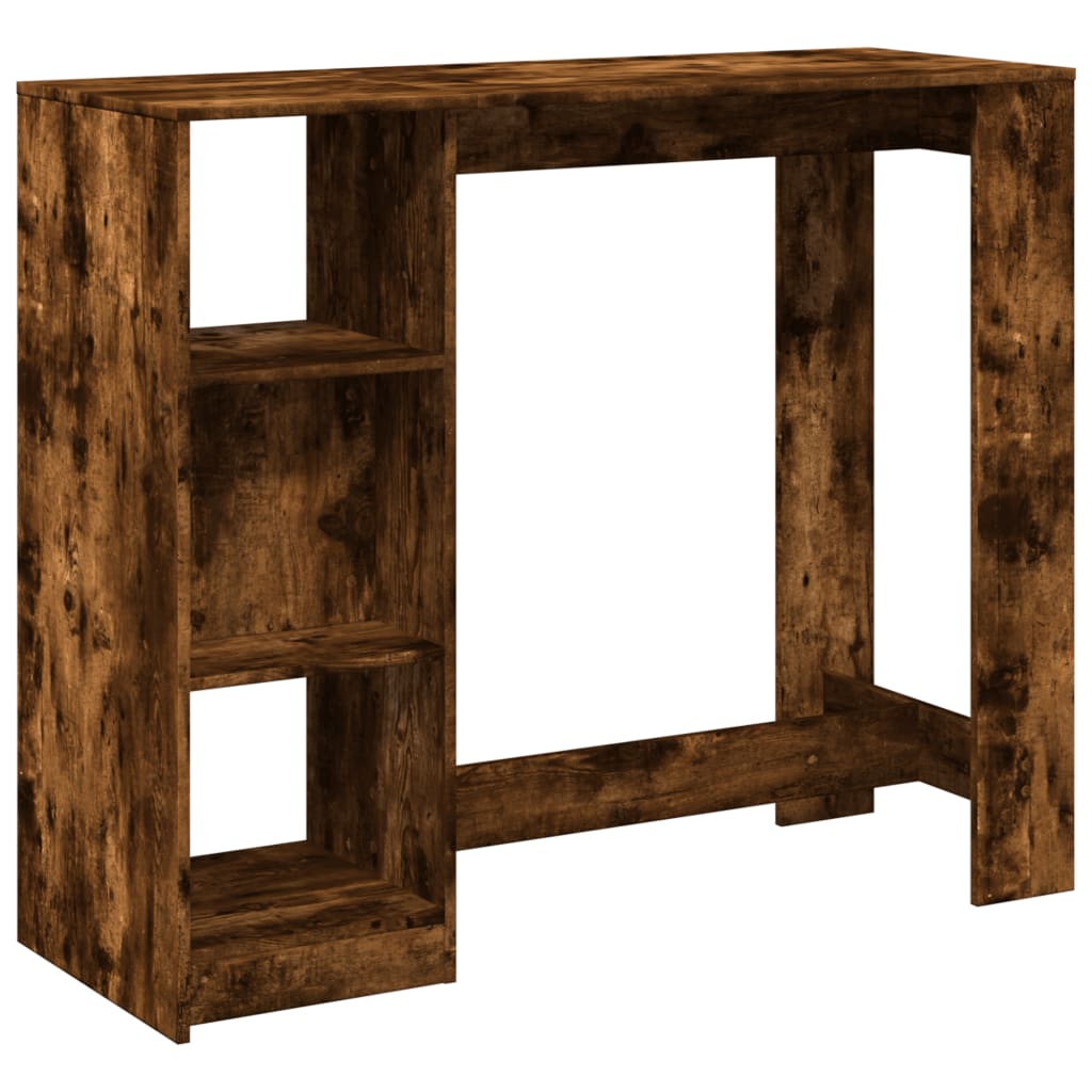 barbord m. hylde 124x46x103,5 cm konstrueret træ røget eg